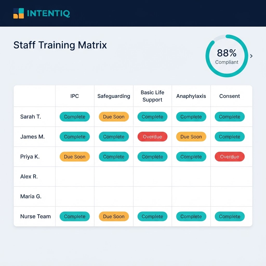 INTENTIQ staff training matrix dashboard